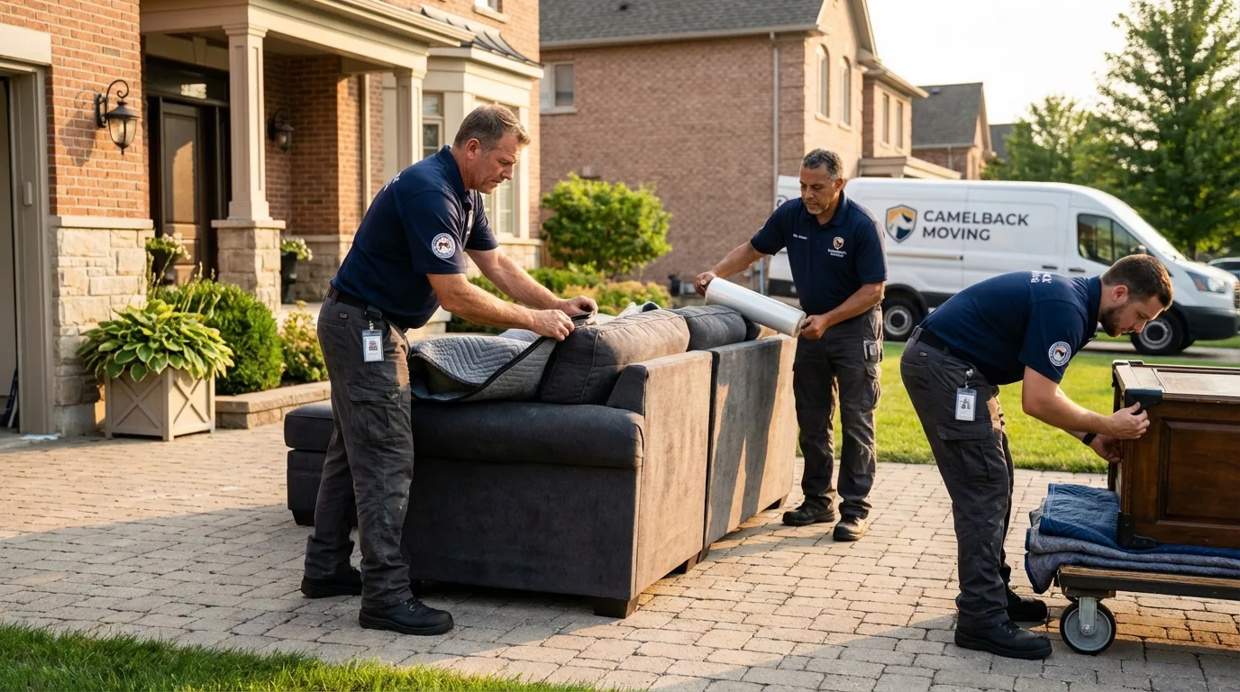 Large estate moving crew wrapping furniture in Horsham, PA