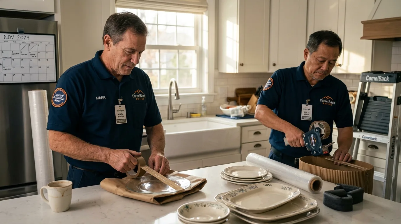 Professional crew packing kitchen dishware in Horsham, PA